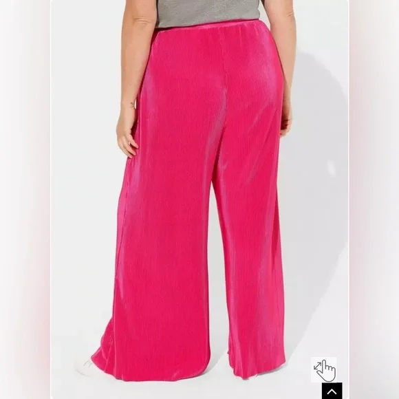 Torrid Hot Pink Wide-Leg Plisse Pant - Picture 5 of 5